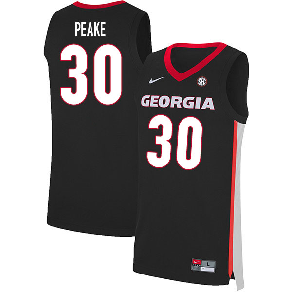 2020 Men #30 Mike Peake Georgia Bulldogs College Basketball Jerseys Sale-Black - Click Image to Close